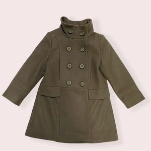 ZARA EUC Kids Girl Army Green Wool Pea Coat Sz.4/5